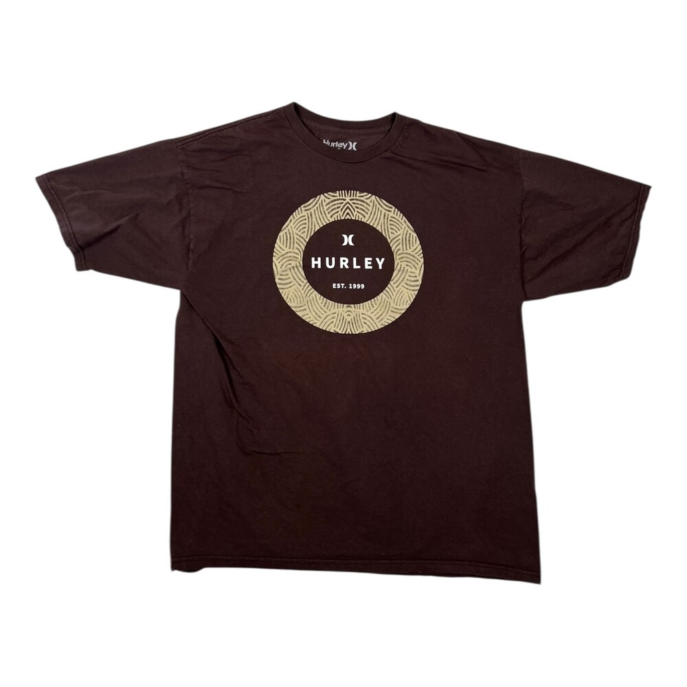 Vintage Hurley T-Shirt Size XL Brown Spell Out Y2K Cyber Surf